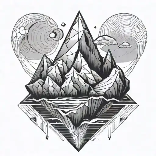 Geometric style tatto of an iceberg shaped as the ethereum cryptocurrency logo tattoo design idea