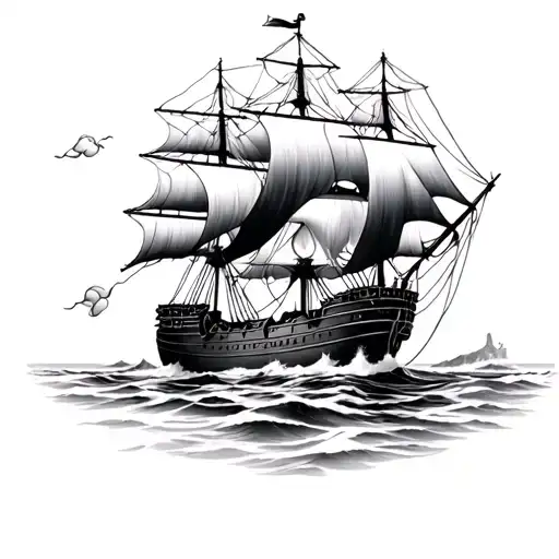 black pearl ship tattoo design idea