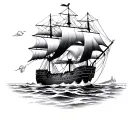 black pearl ship tattoo design idea