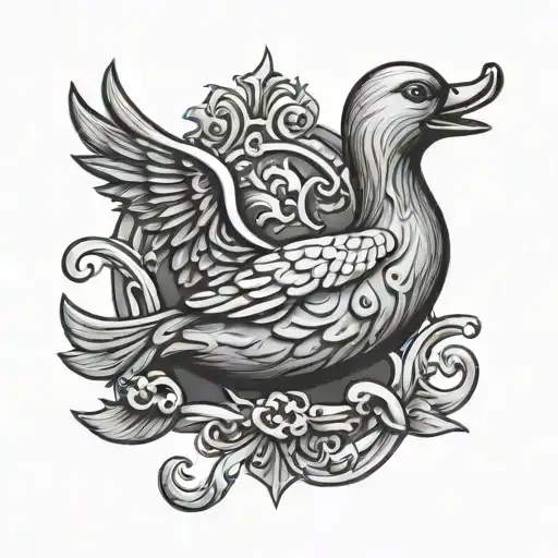 Heraldic sigil rubber ducky tattoo design idea