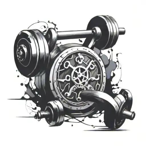 Incorporate elements of Crossfit equipment like kettlebells and barbells into a dynamic and energetic tattoo design tattoo design idea