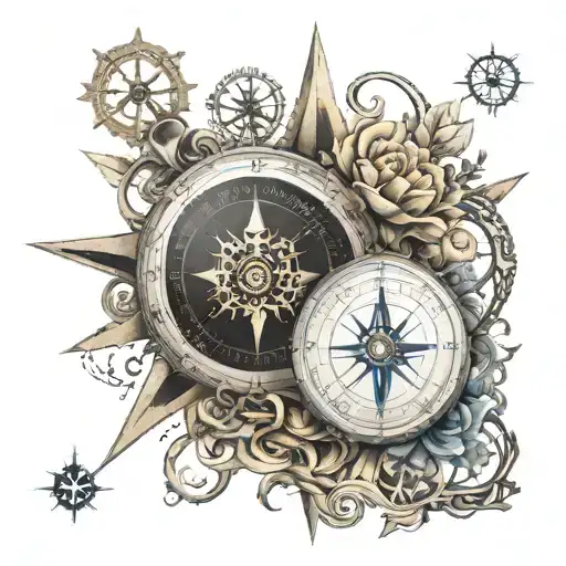 compass hour infinity tattoo design idea