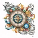compass hour infinity tattoo design idea