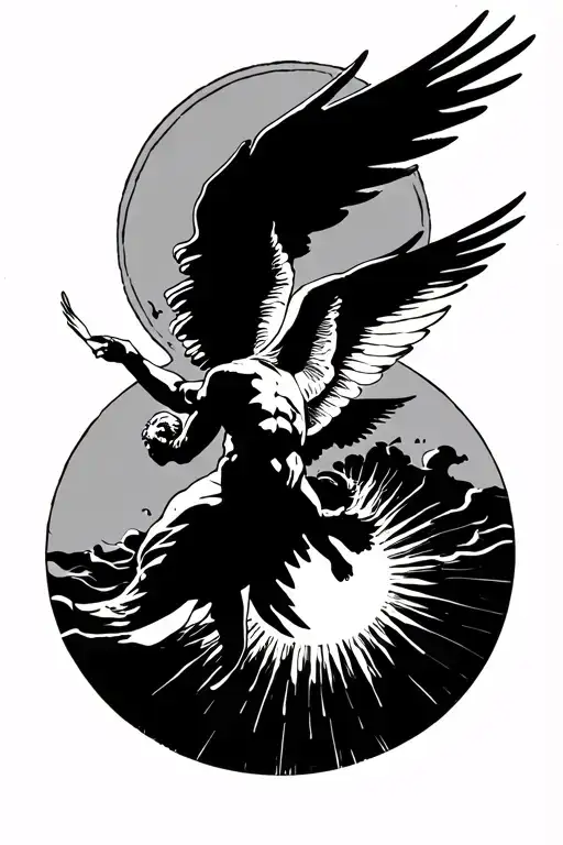 Icarus flying towards the sun tattoo design idea