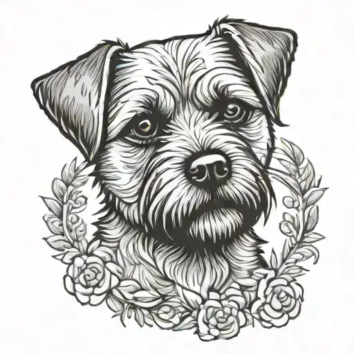 a border terrier dog cartoon tattoo design idea