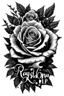 A name Rayshona R.I.P with roses tattoo design idea