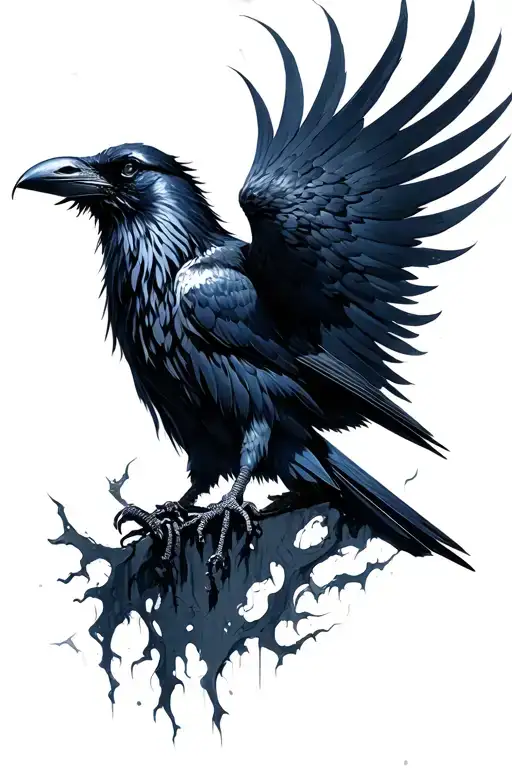 shamen, norse mythology,  raven,  dark tattoo design idea