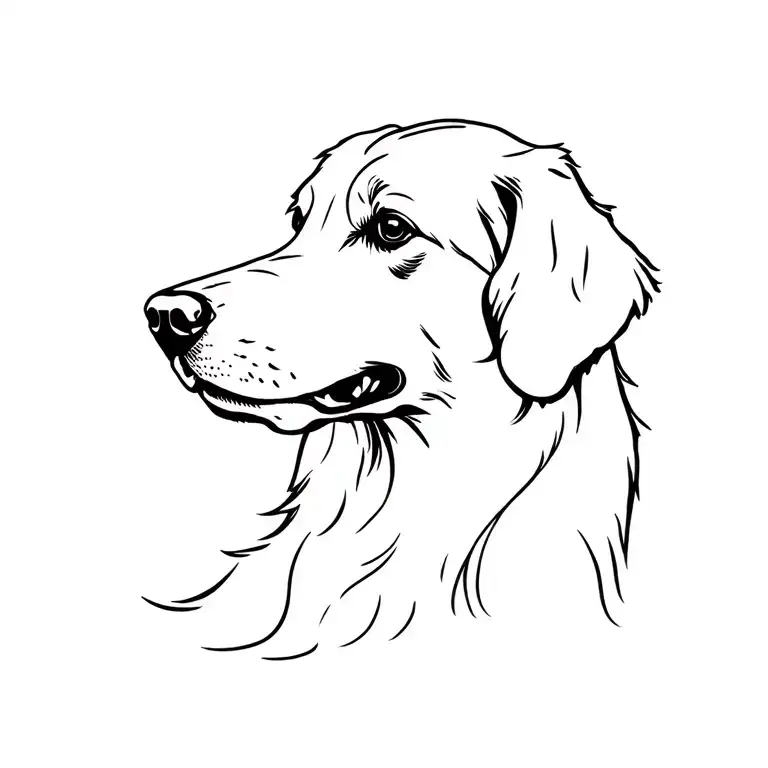 female golden retriever profile outline tattoo design idea