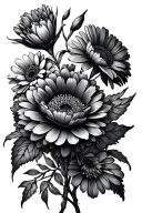 bouquet birth flowers may, June, July, February, January, September and october tattoo design idea