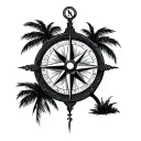 Compass Palm Tree tattoo design idea