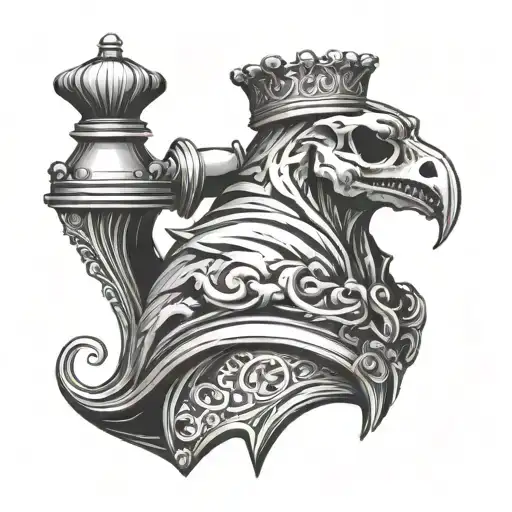 rook skull in the shape of a rook chess piece  tattoo design idea