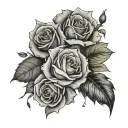 A half sleeve tattoo with a a few roses and Roman numerals of the date aug 27 2023 tattoo design idea