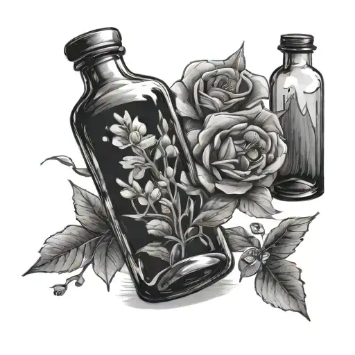 Time In A Bottle with forget me tattoo design idea