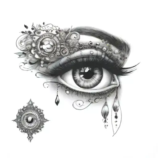 gypsy eye with gems tattoo design idea