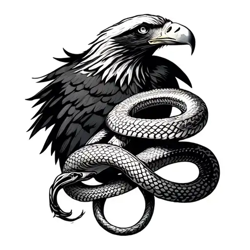 eagle and snake wrapped tattoo design idea