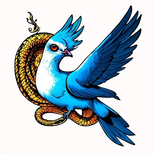 dove with snake pupils tattoo design idea