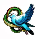 dove with snake pupils tattoo design idea