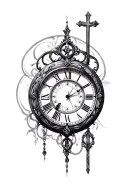 cross and time piece tattoo design idea