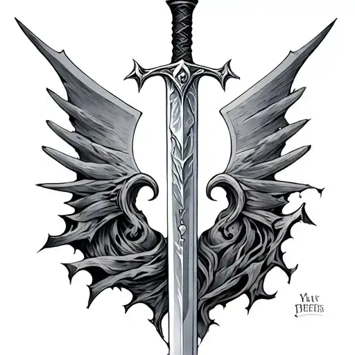 excalibur sword broken tattoo design idea