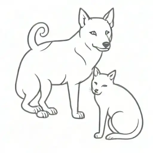 white swiss shepherd and black cat tattoo design idea