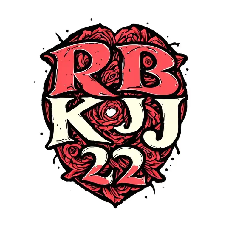 "RB KJ 22" "RB KJ 22" "RB KJ 22" anti-suicide semi colon incorporated within the design tattoo design idea