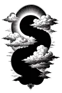 sun shining with clouds floating tattoo design idea