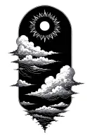 sun shining with clouds floating tattoo design idea