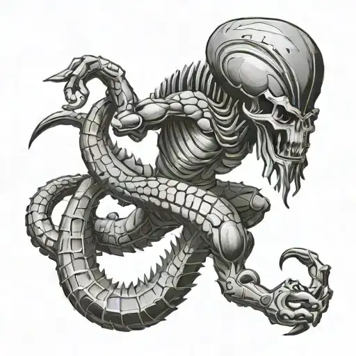 annunaki alien Scorpio temple god tattoo design idea