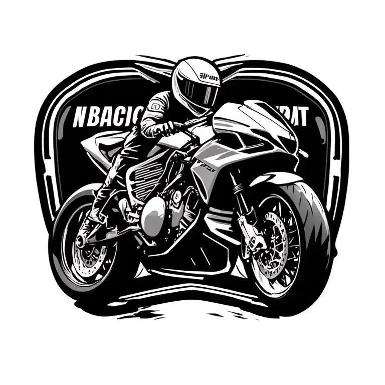 motorbike race plate black and white tattoo design idea