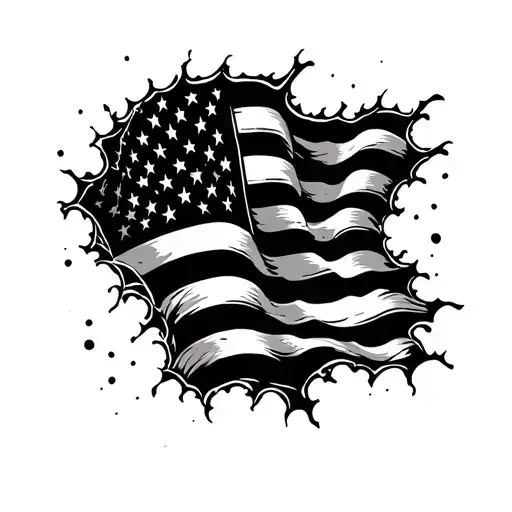 American Flag ripping tattoo design idea