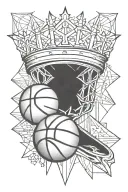 basketball football crown geometric design incorporating tattoo design idea