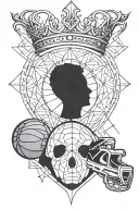 basketball football crown geometric design incorporating tattoo design idea