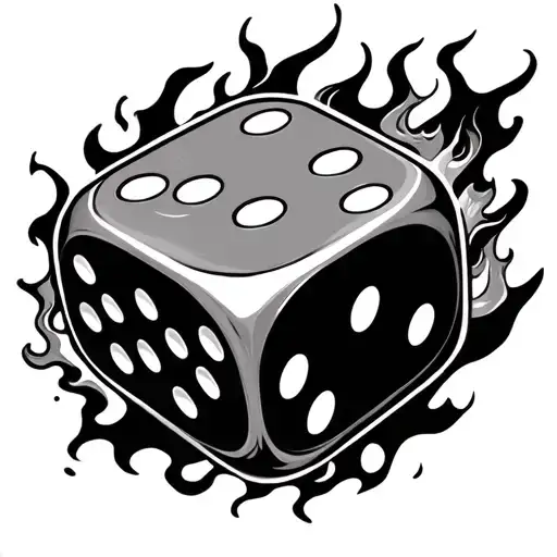 2 dice on fire fineline tattoo design idea
