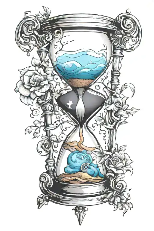 Old fashioned hourglass tattoo design idea