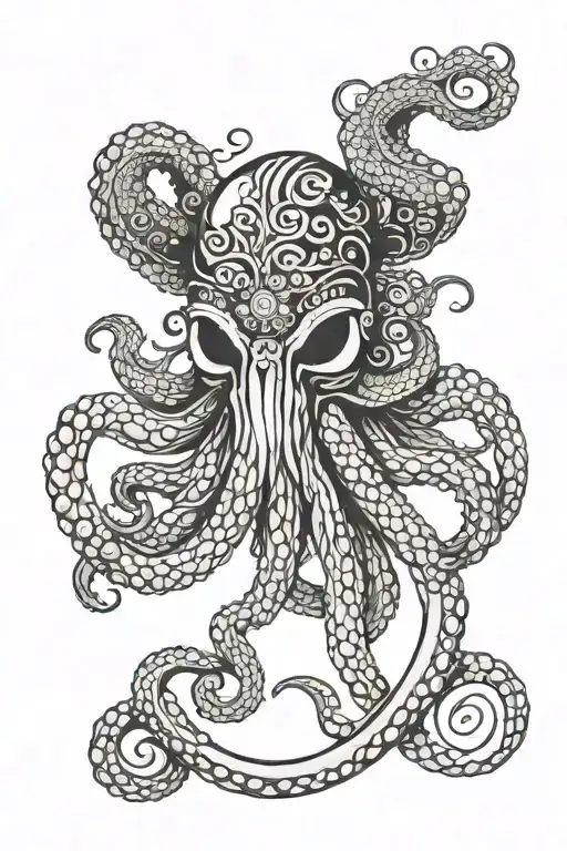small headed octopus wrapped tentacles wearing roman helmet tattoo design idea