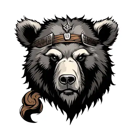 viking bear head tattoo design idea