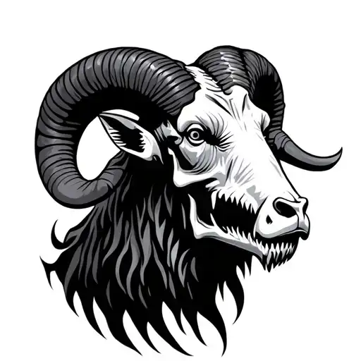 zombie ram head tattoo design idea