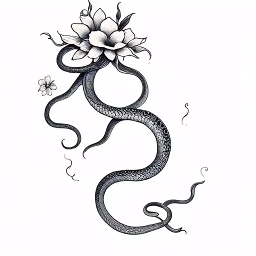 medusa tattoo with 9 snakes and 1 flowers tattoo design idea