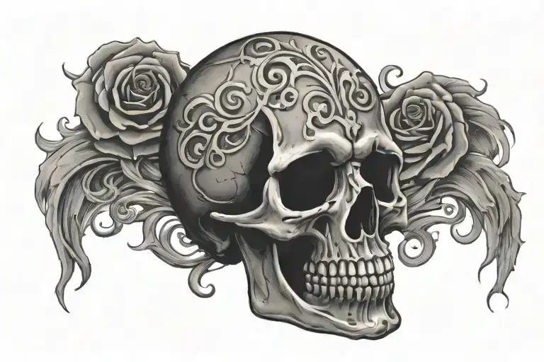 Depression Skull with the words tattoo design idea