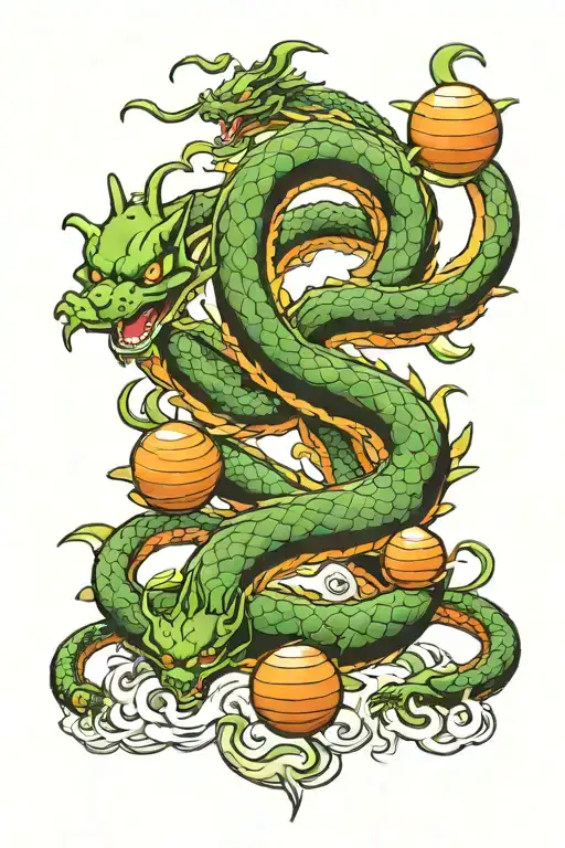 shenron with dragon balls incorporated tattoo design idea