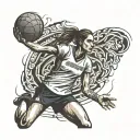 female handball player tattoo design idea