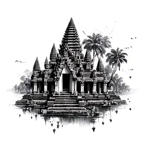 angkor wat hal falling in peices tattoo design idea