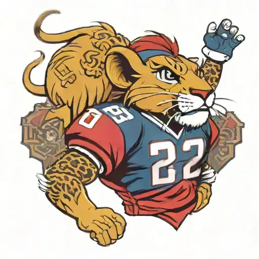 simba wearing Tom Brady jersey tattoo design idea