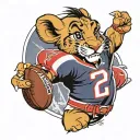 simba wearing Tom Brady jersey tattoo design idea