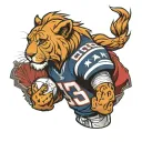 simba wearing Tom Brady jersey tattoo design idea