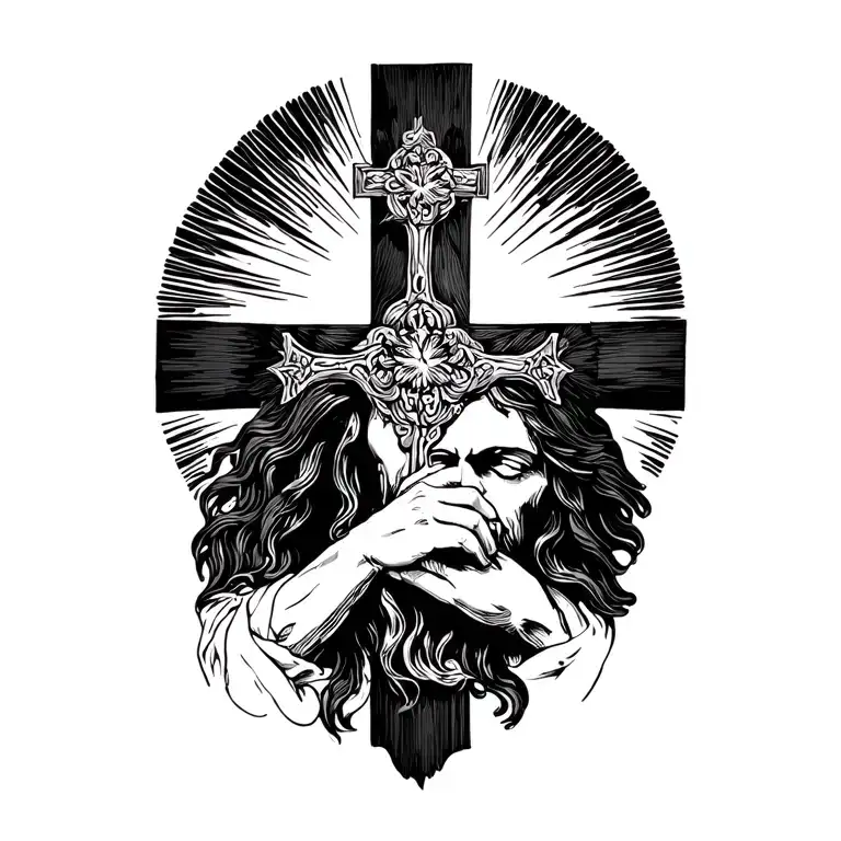 black jesus cross tattoo design idea