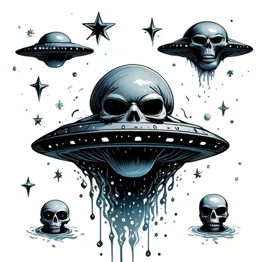 space stars water ufo skulls aliens tattoo design idea