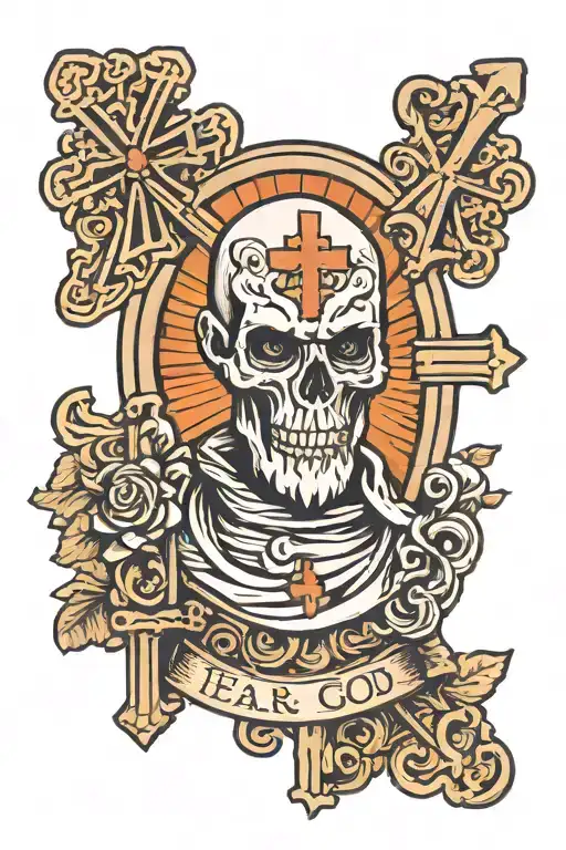 fear god  with cross tattoo design idea