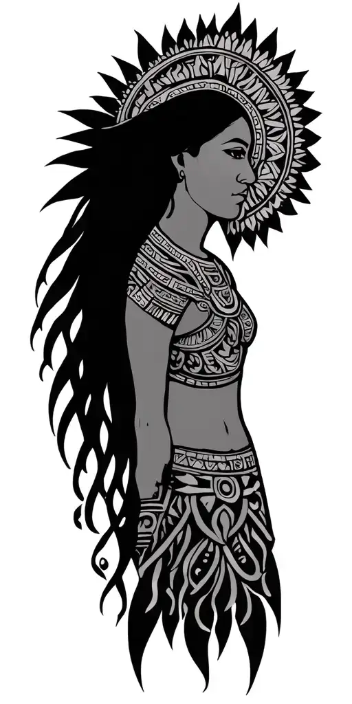 Aztec tribal virgo psalm 1:3 tattoo design idea