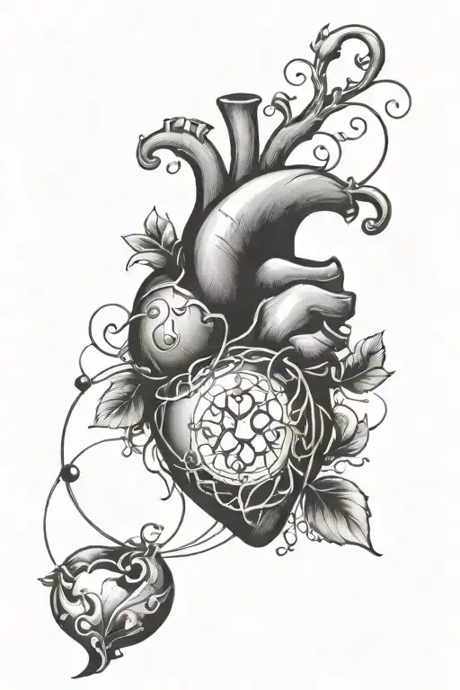 alchemy heart minimalistic tattoo design idea